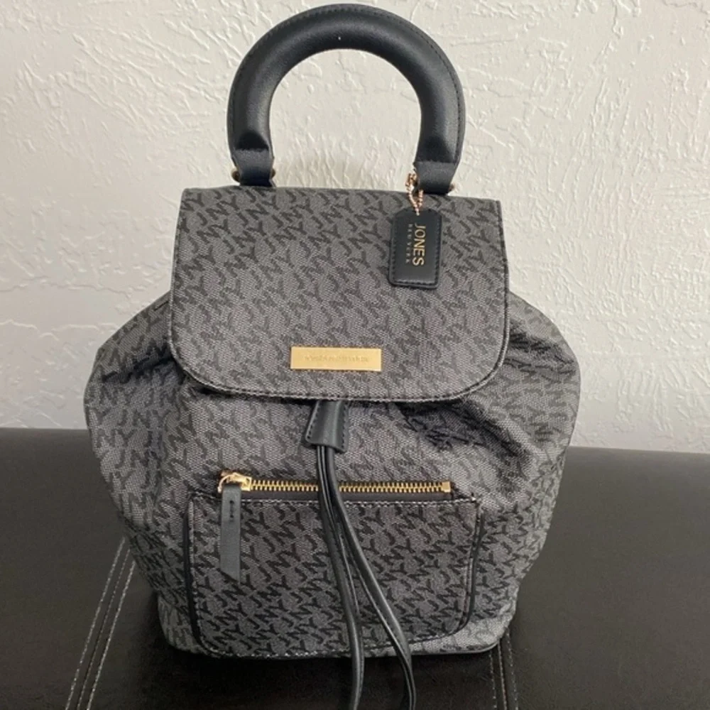 Jones New York Charcoal and Black Textured Backpack